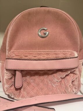 Guess Velvet Mini Backpack Dusty Rose Quilte